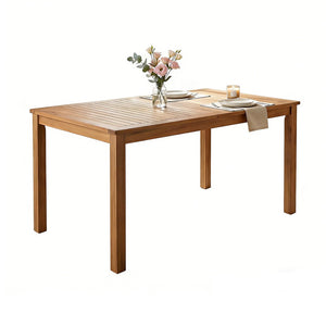 English Elm Topmax Solid Acacia Outdoor Dining Table Slatted Wood Top Seats Six Patio Garden N717P374325N