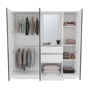 English Elm Kamelot Armoire with Double Doors and Shelves, Hanging Rod, Spacious Kronos Finish Wardrobe Storage White 74.8 L x 24.02 W x 5.51 H B200S00441