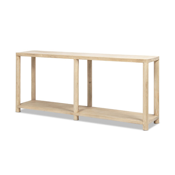 English Elm Milo Reclaimed Pine Entryway Console Table with Open Shelf and Cerused Finish B2719P485496