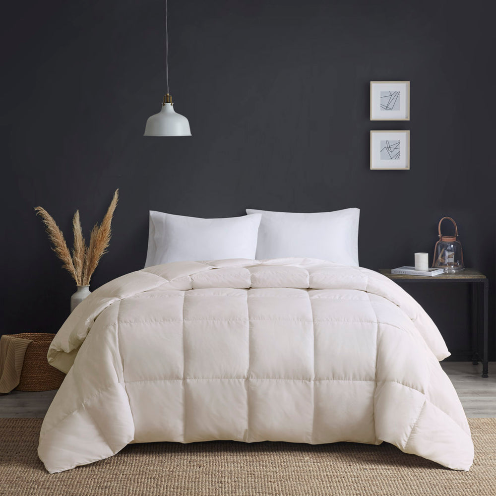 JLA Home True North by Sleep Philosophy - Goose Premium Feather & Down Oversize Comforter for Severe Cold, Box-Quilted, Machine-Washable, OEKO-TEX Certified Cream TN10-0539