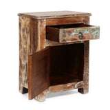 Christopher Knight Home® - Noble House - Offerman Boho Handcrafted Wood Nightstand, Natural And Distressed White