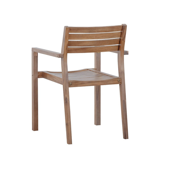 English Elm U_style Solid Acacia Wood Outdoor Dining Set Seats Four with Umbrella Hole Patio Light Brown,Light Gray WY000477AAD