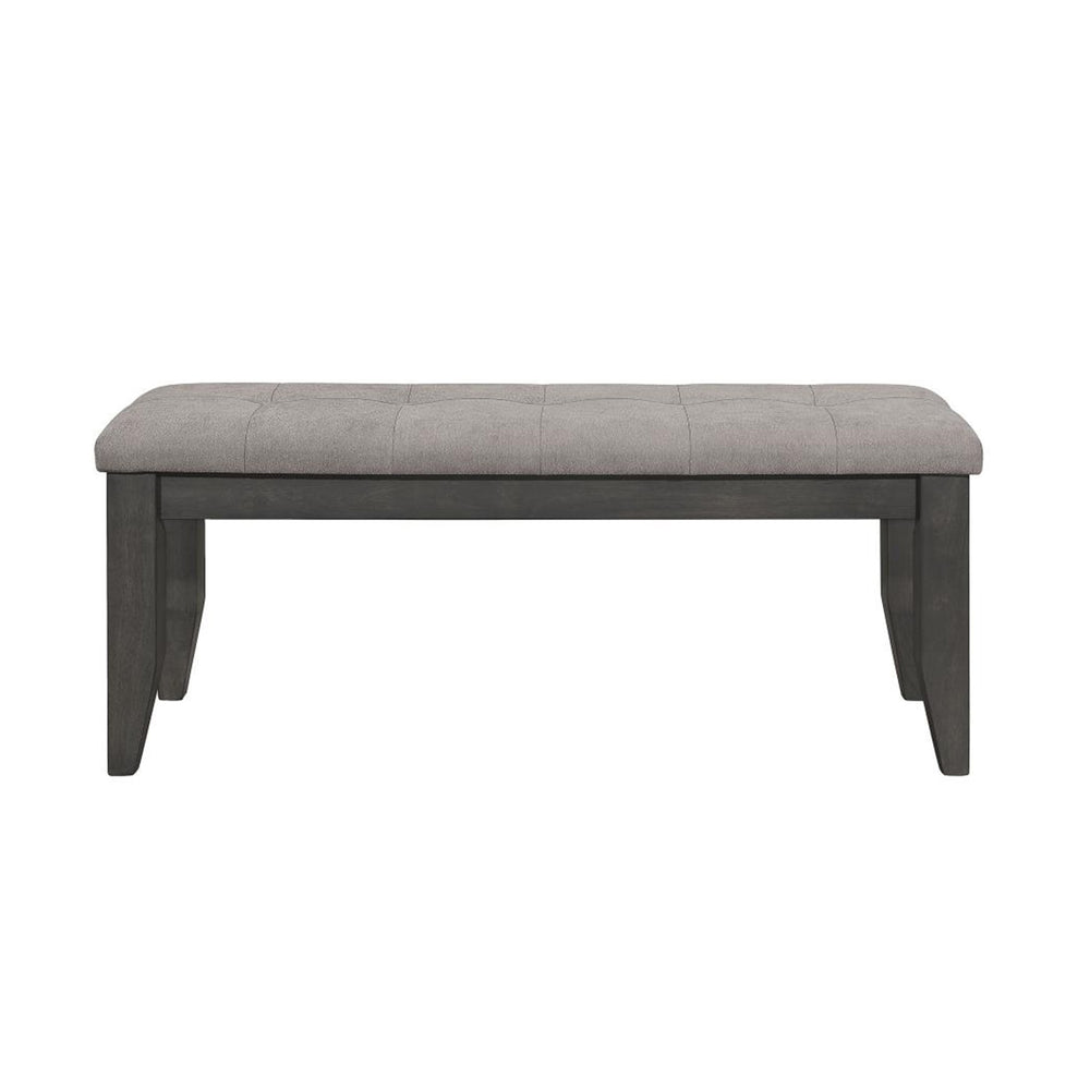 English Elm Fabric Button-Tufted Upholstered Wood Dining Bench in Dark Grey — Durable Rubberwood, Padded Comfort B016P368754