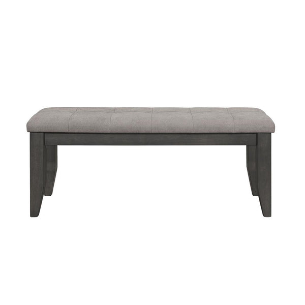 English Elm Fabric Button-Tufted Upholstered Wood Dining Bench in Dark Grey — Durable Rubberwood, Padded Comfort B016P368754