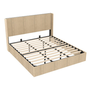 English Elm (queen) Walnut Platform Storage Bed Hydraulic Lift Mdf Frame Wooden Slat Base W1858S00007