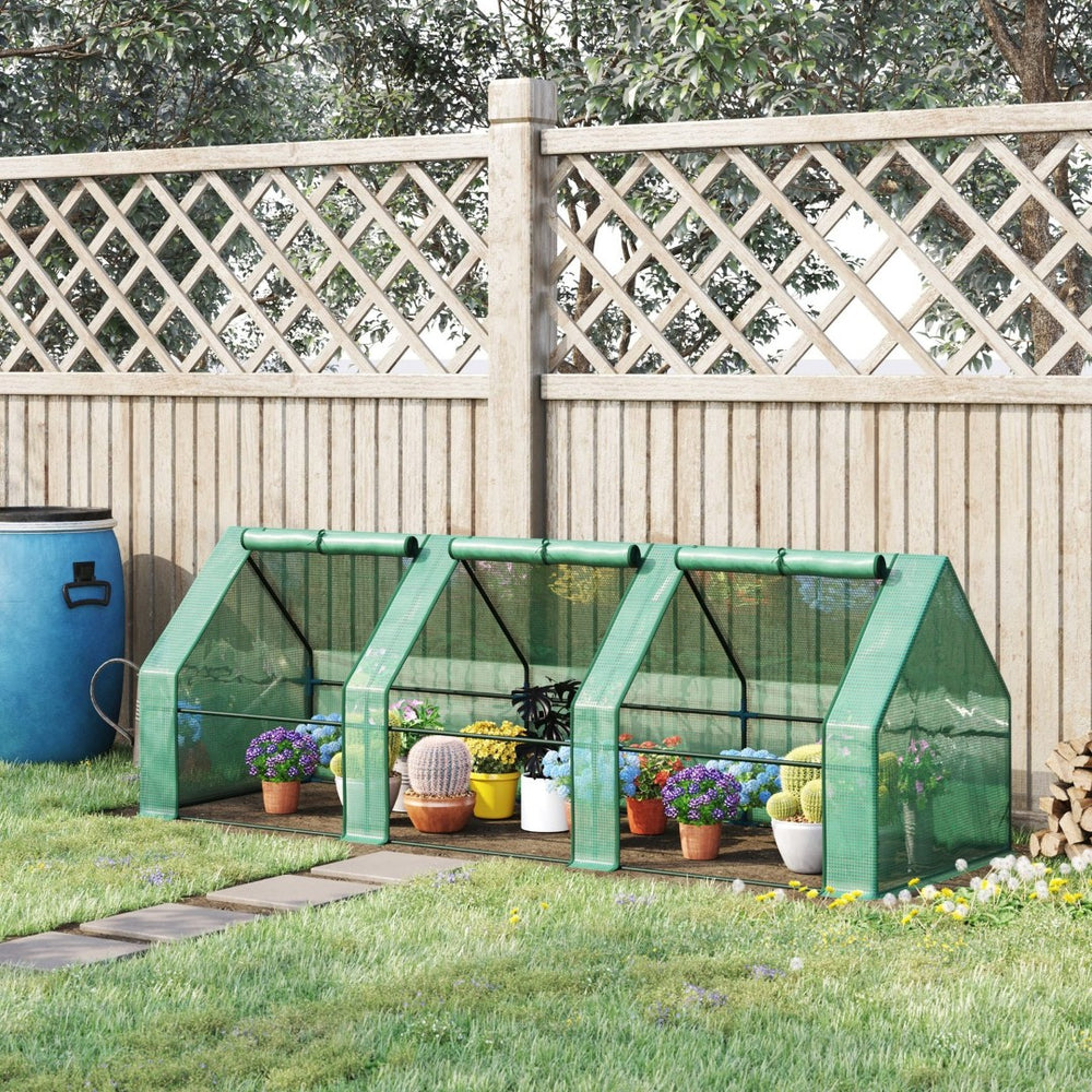 English Elm Outsunny Walk-in Tunnel Greenhouse Outdoor Steel Frame Uv Pe Cover Garden Shelter W2225P200369