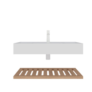 English Elm LEDE 36" Floating Bathroom Vanity with Acrylic Vessel Sink, Overflow Hole, Striped Wood Shelves, Easy Install W2615P210345