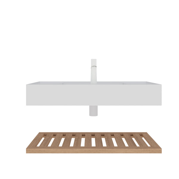 English Elm LEDE 36" Floating Bathroom Vanity with Acrylic Vessel Sink, Overflow Hole, Striped Wood Shelves, Easy Install W2615P210345