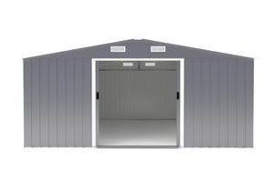 English Elm Campcraft 10x12 Ft Steel Outdoor Storage Shed with Daylight Windows and Weather Resistant Build Dark Gray W1598S00031