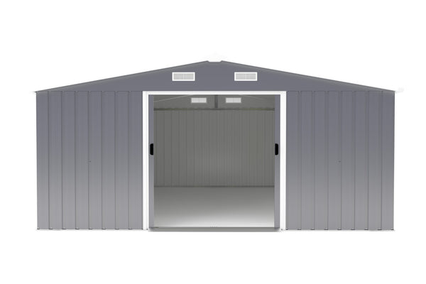 English Elm Campcraft 10x12 Ft Steel Outdoor Storage Shed with Daylight Windows and Weather Resistant Build Dark Gray W1598S00031