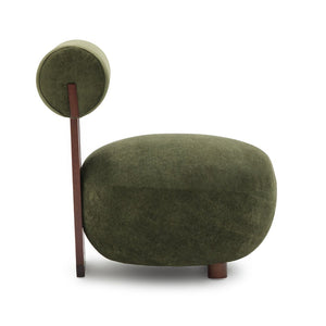 English Elm Modern Sculptural Velvet Accent Chair with Solid Wood Legs for Eclectic Living Spaces Olive Green,Walnut N776P420637G
