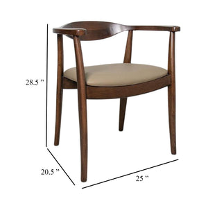 English Elm Niva Mid-century Rubberwood Dining Arm Chairs Set of Two with Upholstered Seats B056P416965