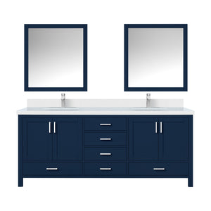English Elm Navy Blue Double Bath Vanity 80" x 22" with White Quartz Top, Chrome Faucet, 30" Mirrors, Durable Finish B2731S01061