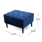 Christopher Knight Home® - Noble House - Kimiko Tufted Navy Blue Velvet Ottoman