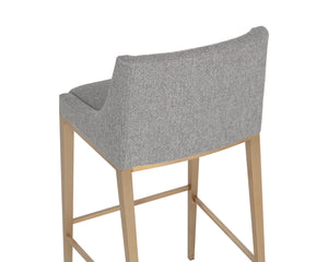 Sunpan DIONNE Barstool - Modern Design with Antique Brass Legs for Stylish Dining and Bar Areas Pebble 112414