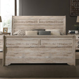 English Elm Imerland Contemporary White Wash Finish Bedroom Set With Queen Sleigh Bed, Dresser, Mirror, Nightstand