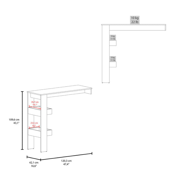 English Elm Othello Minimalist White Kitchen Table with Open Shelving for Modern Home Dining B092P439896