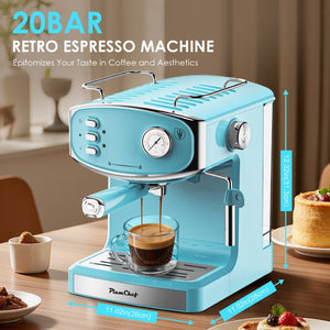 English Elm Plum Semi-automatic Espresso Machine with Steam Wand and 20-bar Pump for Home W1002P414509