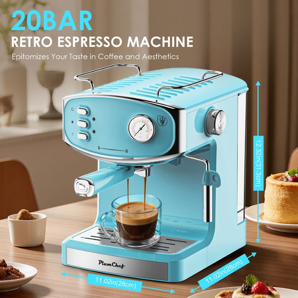 English Elm Plum Semi-automatic Espresso Machine with Steam Wand and 20-bar Pump for Home W1002P414509