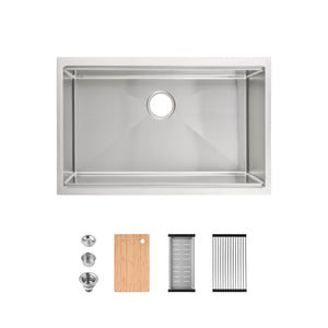 English Elm Stainless Steel Undermount Workstation Sink Handmade 304 Grade with Brushed Finish T3177P296194