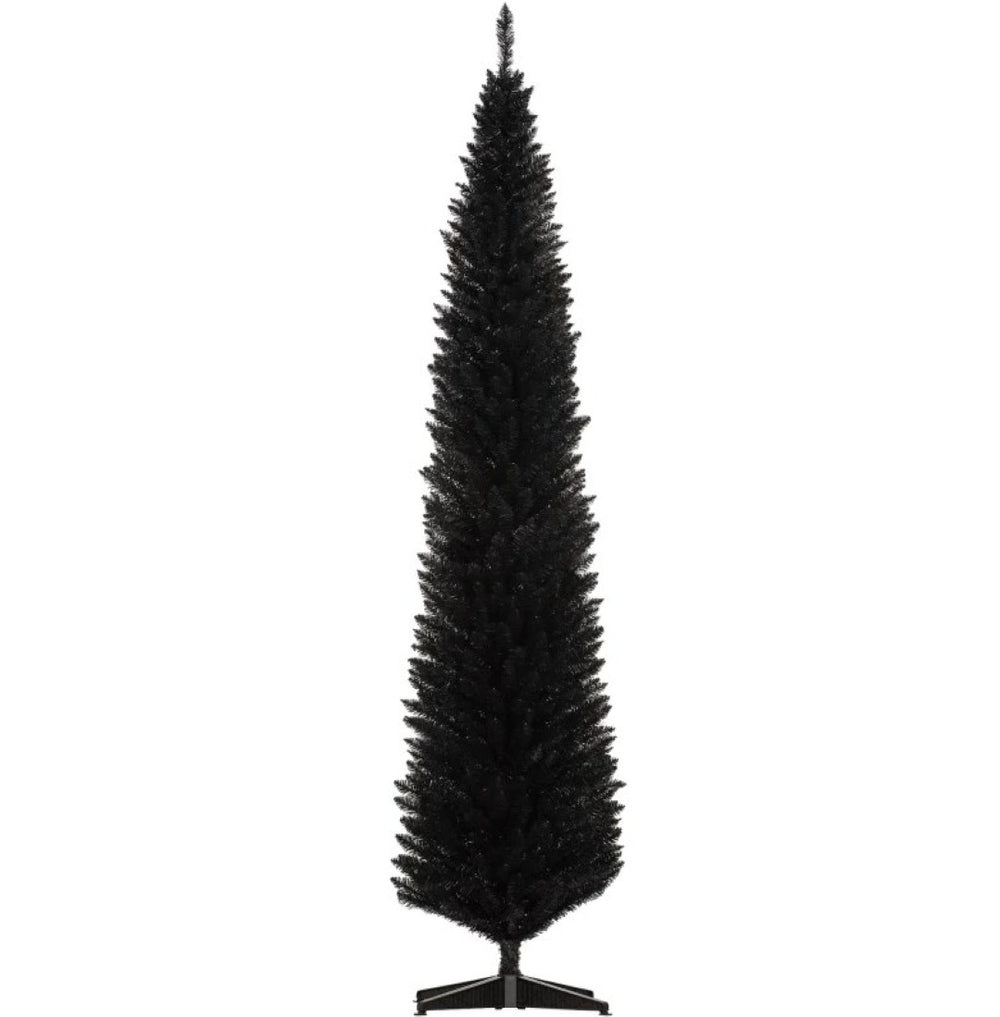 English Elm Snow Flocked Pink Pencil Artificial Christmas Tree for Entryway or Bedroom Corner T3971P414722