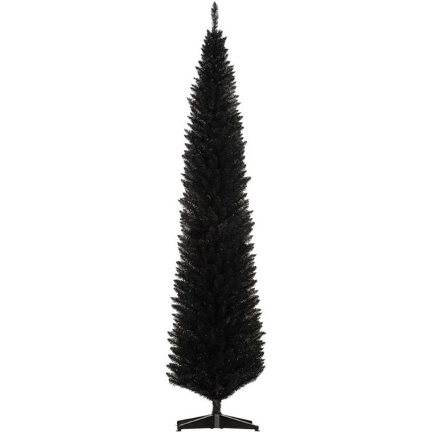 English Elm Snow Flocked Pink Pencil Artificial Christmas Tree for Entryway or Bedroom Corner T3971P414722