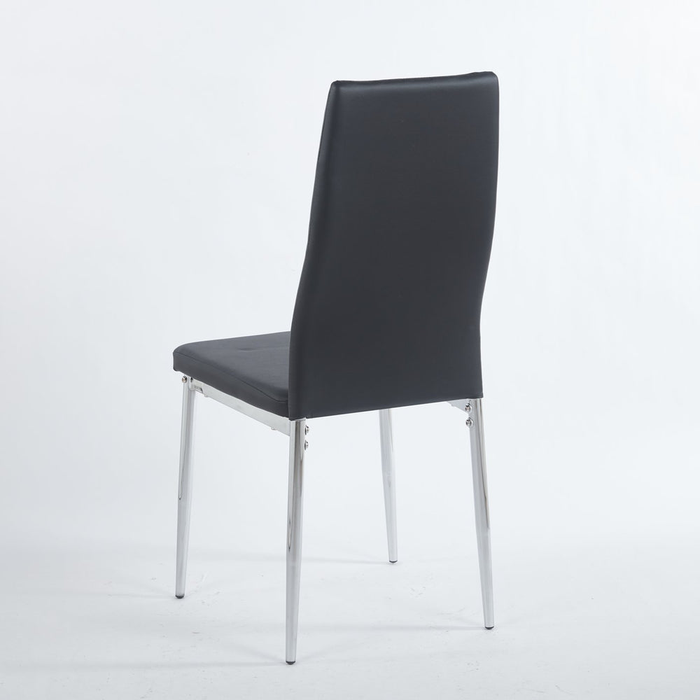 English Elm Chair Chair Set Of 4 - Contemporary Design With Chrome Legs & Comfortable Black Seats For Modern Dining W234P302681