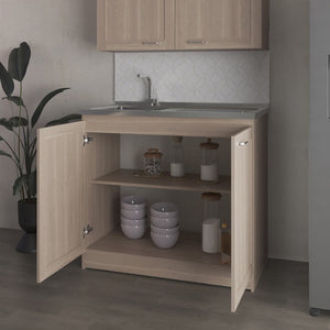 English Elm Montello White Utility Sink with Open Shelves for Laundry Mudroom Workspace B092S00280