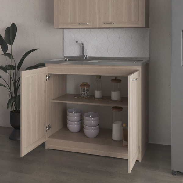 English Elm Montello White Utility Sink with Open Shelves for Laundry Mudroom Workspace B092S00280