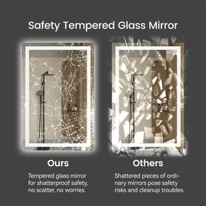 English Elm 20"*28"LED Modern Bathroom Vanity Mirror, Stepless Dimmable Front & Back Light, CRI90+, Anti-Fog, IP44 Waterproof, Touch Sensor Memory T3177P320622