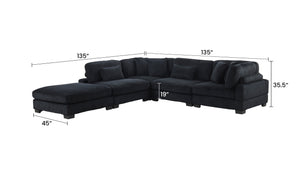 English Elm Bentley Modular Sectional In Black Corduroy – Versatile L-Shaped Design For Modern Living Spaces B009S01577