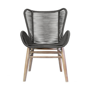 English Elm Mateo Outdoor Dining Chair Solid Eucalyptus Frame with Hand-woven Charcoal Rope Seat B2736P464846