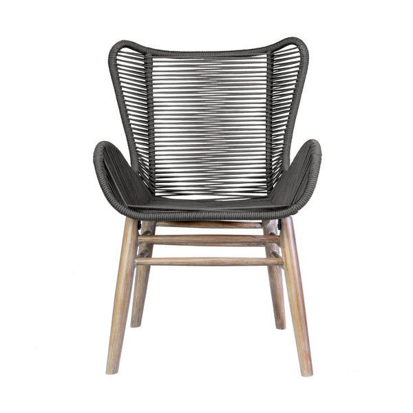 English Elm Mateo Outdoor Dining Chair Solid Eucalyptus Frame with Hand-woven Charcoal Rope Seat B2736P464846