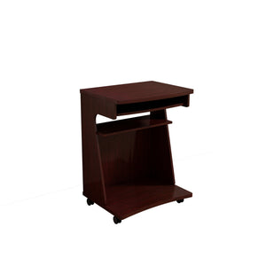 English Elm Utility Compact Mobile Cart with Gliding Shelf, Two Storage Shelves, Locking Casters, Rounded Corners Mahogany B107P269958