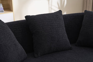 English Elm Ly-049s Curved Chenille Loveseat with Boneless Frame for Modern Living Spaces Black W2231P402442