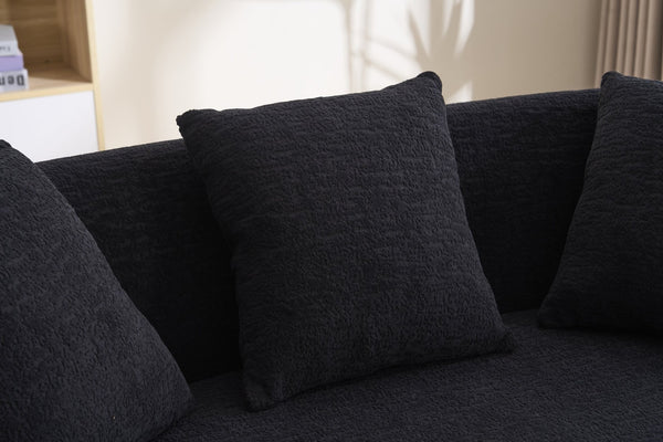 English Elm Ly-049s Curved Chenille Loveseat with Boneless Frame for Modern Living Spaces Black W2231P402442