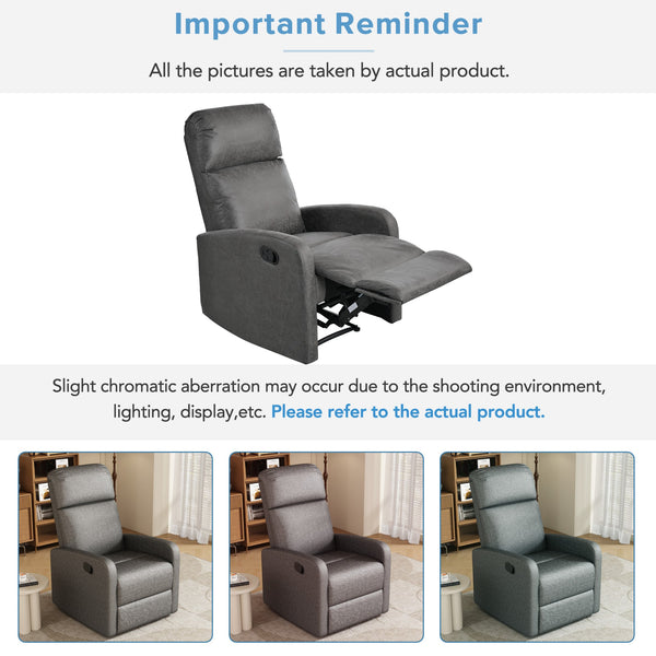 English Elm Christopher Knight Home® - Modern Recliner Plush Manual Recliner Chair with Ergonomic Support, 3-Position Backrest, Durable Fabric Comfort Grey N763P256491D