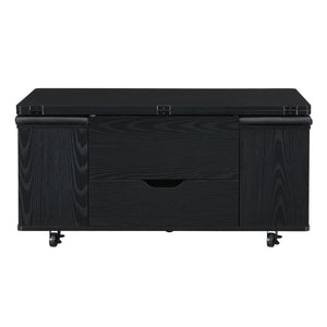 English Elm Christopher Knight Home® - Multi-Functional Lift-Top Coffee Table with Hidden Storage, 4 Stools, Lockable Casters & Desk Space Black N770P309783B