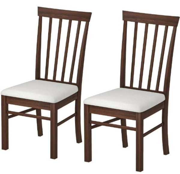 English Elm Modern Farmhouse Rubberwood Dining Chairs with Slatted Back and Cushioned Seat Set of 2 T3971P427858
