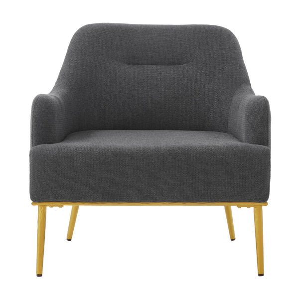 English Elm Modern Chenille Armchair with Curved Back Gold Legs Plush Accent Seat for Any Room Dark Gray N763P360684R
