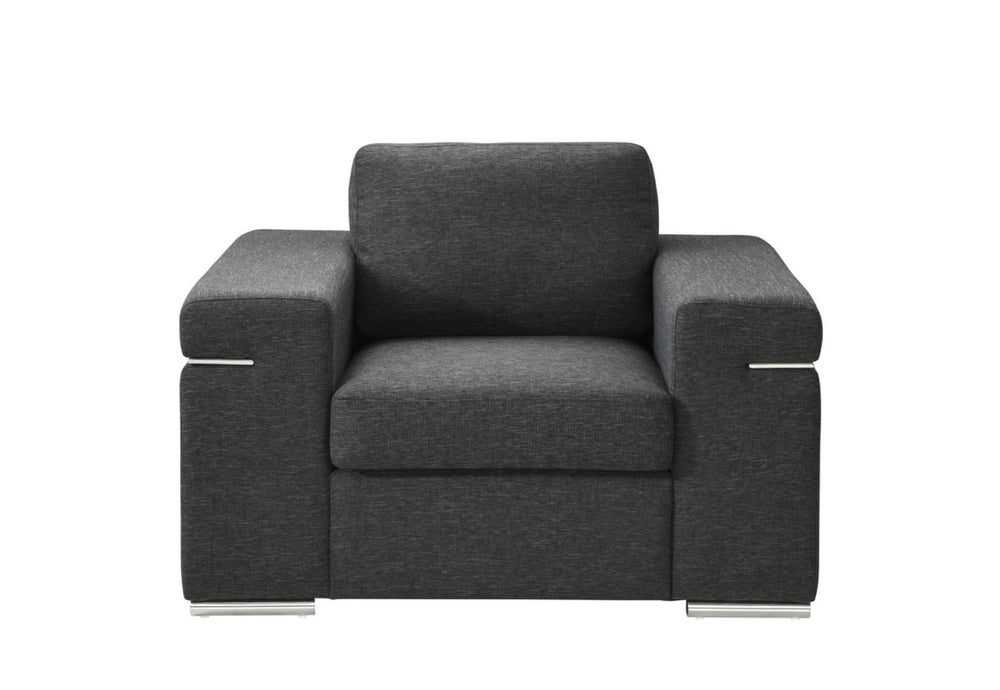 English Elm Giuliana Woven Fabric Accent Chair with Chrome Arms and Brushed Steel Legs B2749P413371