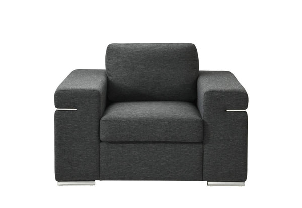 English Elm Giuliana Woven Fabric Accent Chair with Chrome Arms and Brushed Steel Legs B2749P413371