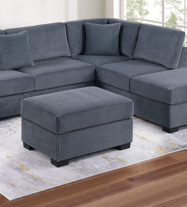 English Elm Contemporary 3-Piece Sectional Sofa Set in Ash Black Corduroy with RAF/LAF Chaise, Tufted Seats, Pillows - Stylish Low-Profile Design Dark Gray 34 L x 26 W x 45 H B011S01767