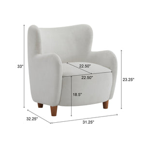 English Elm Christopher Knight Home® - Lucia Velvet Wingback Armchair with Pocket Spring Cushion, Mid-Century Birch Legs, Luxe Comfort White 31.5 L x 30.75 W x 30.5 H N776P205426W