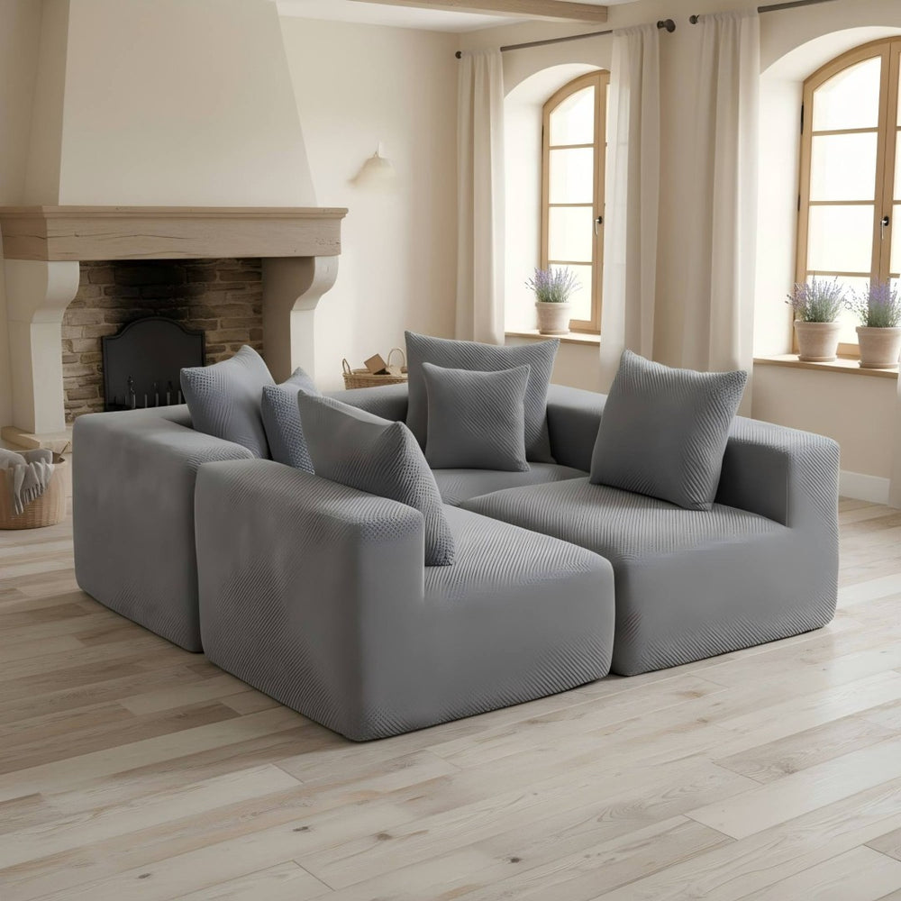 English Elm Modular Low Profile Sectional Sofa Plush Chenille Upholstery for Cozy Living Rooms W3326S00035