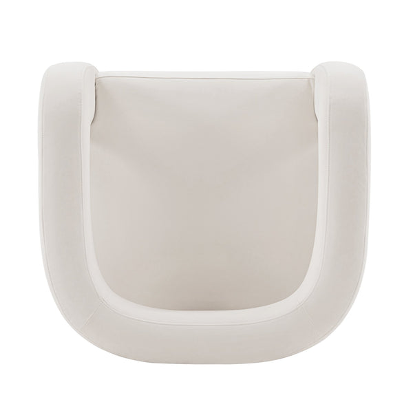 English Elm Amirah Velvet Lounge Chair White — Luxurious Velvet, Brushed Gold Legs, Pine Frame, 440 lb Capacity, Ready-Use B365P397990
