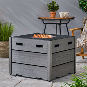 English Elm Christopher Knight Home® - Outdoor 31" WPC Base Square Propane Fire Pit with 40,000 BTU Lightweight Concrete Top & Tank Space Grey 69741.00WPCGRYBSE-40K_69741.00TOP-40K