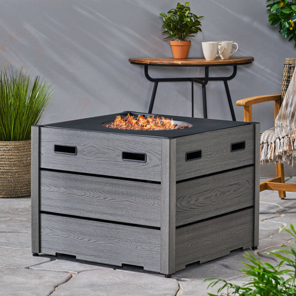 English Elm Christopher Knight Home® - Outdoor 31" WPC Base Square Propane Fire Pit with 40,000 BTU Lightweight Concrete Top & Tank Space Grey 69741.00WPCGRYBSE-40K_69741.00TOP-40K