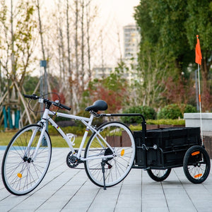 English Elm Aosom Folding Bike Cargo Trailer with Galvanized Base Removable Box and 16 Inch Wheels W2225P200590