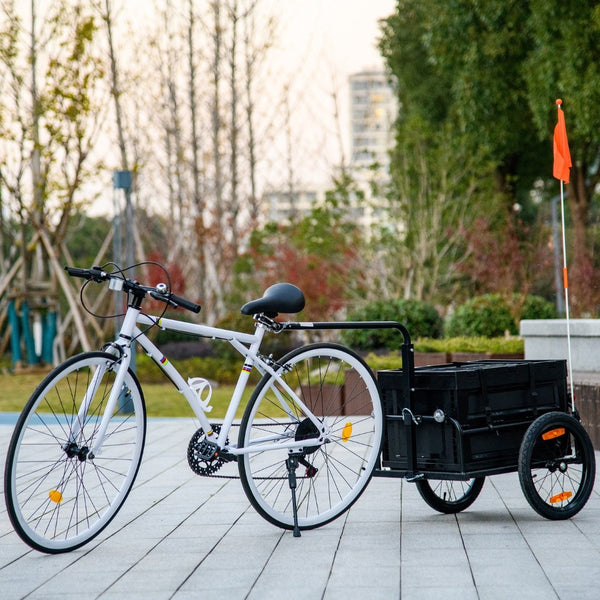 English Elm Aosom Folding Bike Cargo Trailer with Galvanized Base Removable Box and 16 Inch Wheels W2225P200590